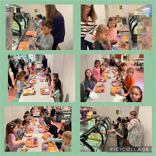 Students getting lunch in cafeteria